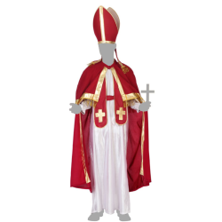 Disfraz Hombre Obispo con Túnica, Capa, Estola y Sombrero para Adulto