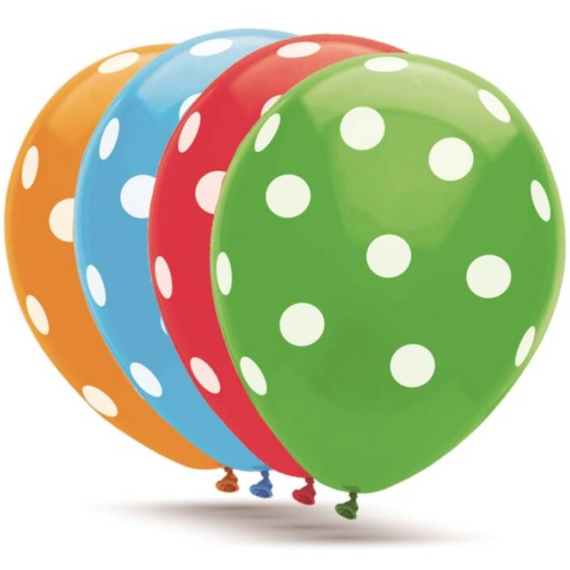 Globos de Colores con Lunares Blancos Pack 10 Unidades