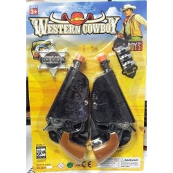 CARTUCHERAS CON 2 PISTOLAS OESTE+ESTRELL