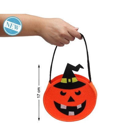 CESTO RECOGE CARAMELOS 17CM CALABAZA NARANJA