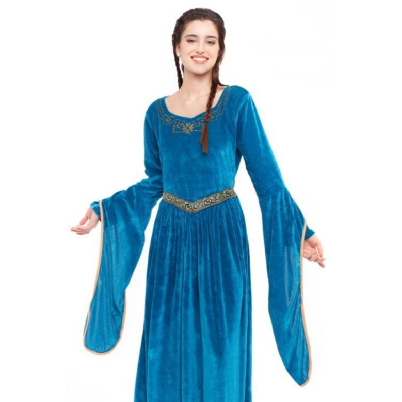 Disfraz Princesa Medieval/Vikinga Terciopelo Azul Mujer - Vestido