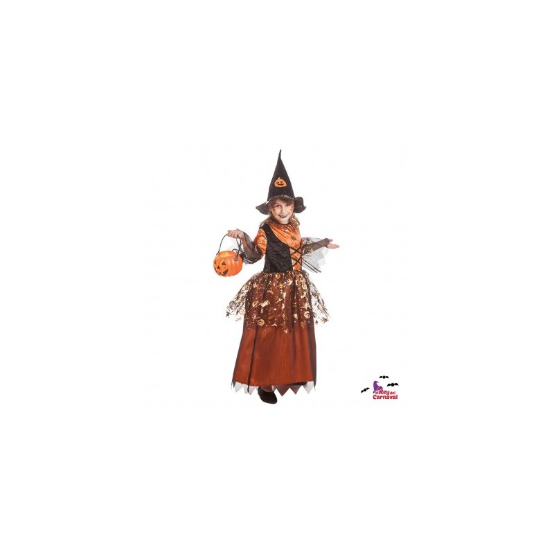 Disfraz De Bruja Naranja 8-10 Años