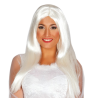 Peluca Larga Blanca Lisa para Adultos - Elegante para Disfraces