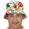 Gorro Hawaiano Blanco Estampado Loros y Flores - Adulto