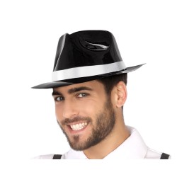 SOMBRERO ELEGANTE GANSTER PVC NEGRO