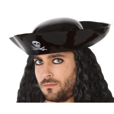 SOMBRERO CAPITÁN PIRATA PVC NEGRO