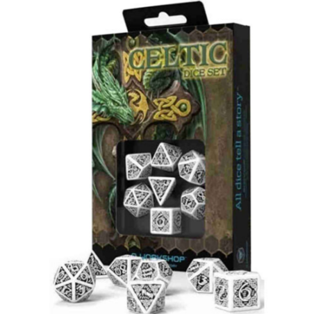 QW DADOS CELTIC REVISED GREY & BLACK DICE SET (7)