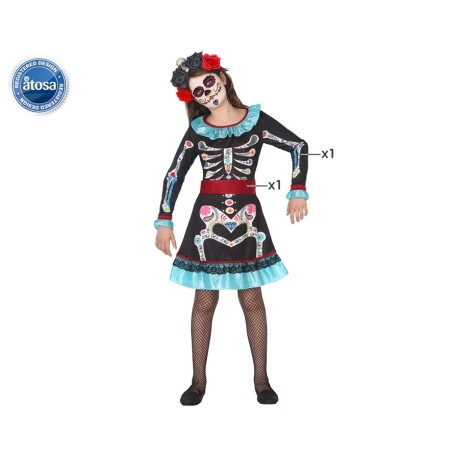 DISFRAZ ESQUELETO COLORIDO NIÑA INFANTIL