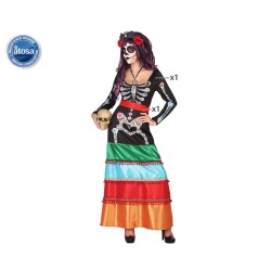 DISFRAZ ESQUELETO MEJICANO MUJER ADULTO VESTIDO LARGO