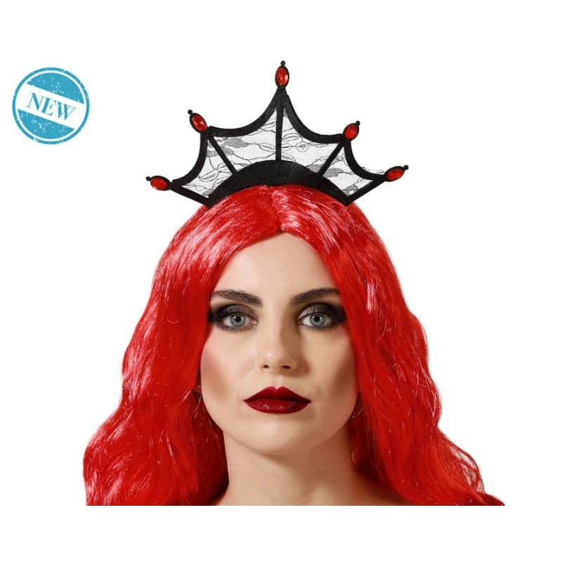 DIADEMA HALLOWEEN TELARAÑA NEGRA ROJO