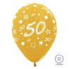 Globo Látex Número 50 Color Oro Metalizado - Bolsa 12 unidades