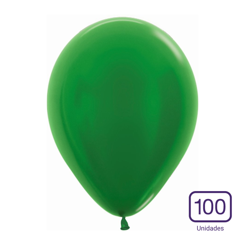 Globo Latex Sempertex Color Verde Metalizado Alto 12,5cm - Bolsa 100 Unidades