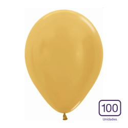 Globo Latex Sempertex Color Dorado Metalizado Alto 12,5cm - Bolsa 100 Unidades
