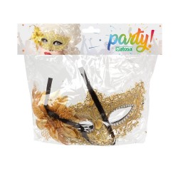 ANTIFAZ DORADO MASCARA VENECIANA CON FLOR
