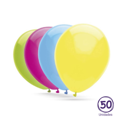 Globos Surtidos Multicolor Decohelium Bolsa 50uds. Diámetro 30cm