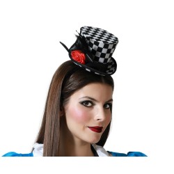 DIADEMA SOMBRERO AJEDREZADO CARNAVAL MUJER ADULTO