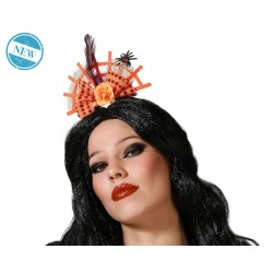DIADEMA HALLOWEEN TELARAÑA NARANJA MUJER ADULTO