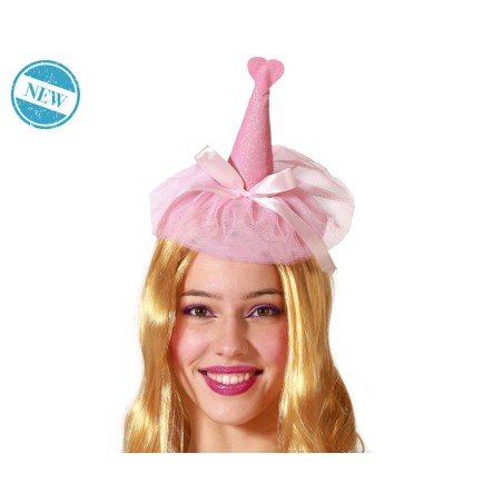 DIADEMA CARNAVAL FANTASÍA ROSA TOCADO TRANSPARENCIA MUJER ADULTO