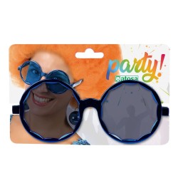 GAFAS REDONDAS CON BOLAS CARNAVAL AZULES MUJER ADULTO
