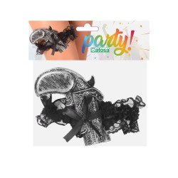 LIGA CON PISTOLA NEGRO CARNAVAL MUJER ADULTO