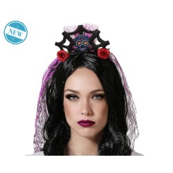 DIADEMA HALLOWEEN TELARAÑA PÚRPURA MUJER ADULTO