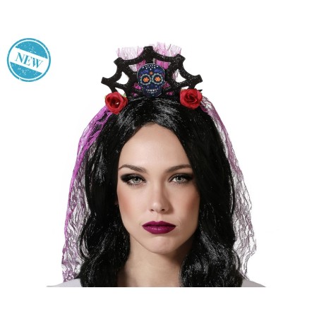 DIADEMA HALLOWEEN TELARAÑA PÚRPURA MUJER ADULTO