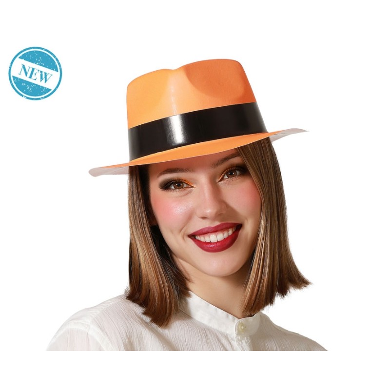 SOMBRERO CIRCO NARANJA NEÓN MUJER ADULTO