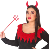 Conjunto Diabólico: Diadema Cuernos Demonio + Tridente Rojo