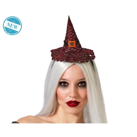 DIADEMA SOMBRERO BRUJA ROJO MUJER ADULTO