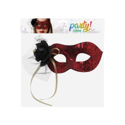 MÁSCARA ANTIFAZ VENECIANA ROJO BRILLANTE CARNAVAL MUJER ADULTO