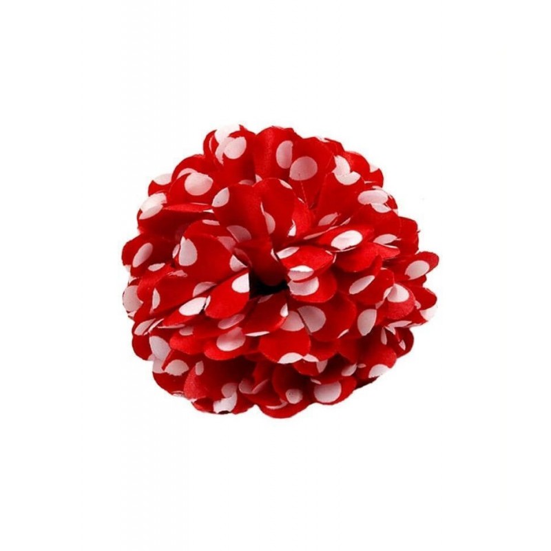 Flor Sevillana Roja Lunares Blancos con Pinza