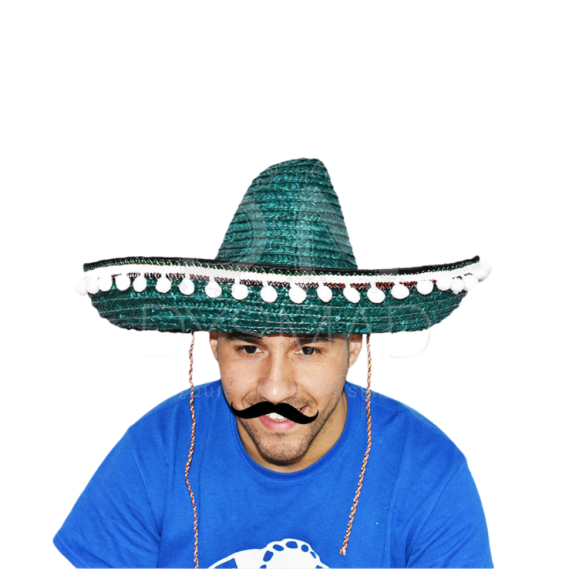 Sombrero Mejicano Verde con Bolas Blancas