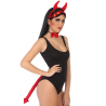 Set Diablesa Roja de Diadema Cuernos, Pajarita y Cola Demonia