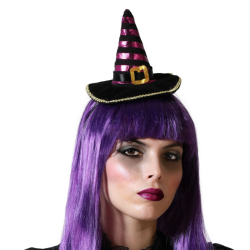 Diadema Sombrero Bruja Morado Adulta
