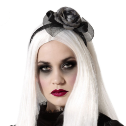 Diadema Flor Negra con Lazo Adulto