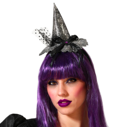 Diadema Sombrero de Bruja Plateado Mujer