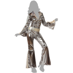 Disfraz de Disco Plateado Mono Cuerpo Completo y Cinturón para Mujer