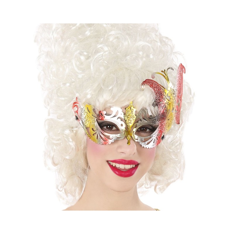 ANTIFAZ ROJO MULTICOLOR MARIPOSA VENECIANA