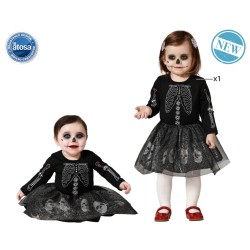 DISFRAZ ESQUELETO GRIS NIÑA BEBÉ