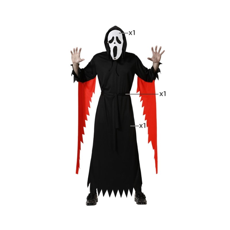 DISFRAZ ASESINO NEGRO CON MASCARA HOMBRE ADULTO