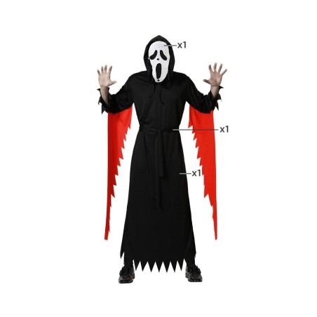 DISFRAZ ASESINO NEGRO CON MASCARA HOMBRE ADULTO