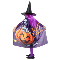Set Truco o Trato Morado - Capa + Gorro de Bruja