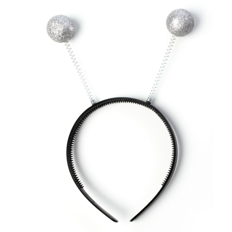 Diadema Antenas de Purpurina Plateada