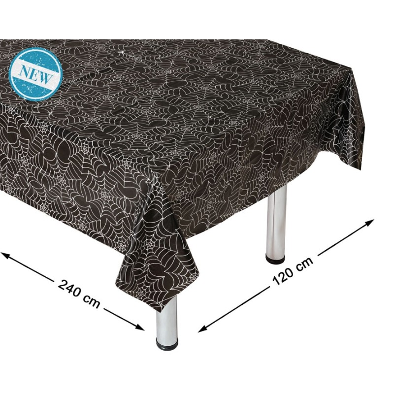 MANTEL HALLOWEEN 120X240CM TELARAÑAS NEGRAS