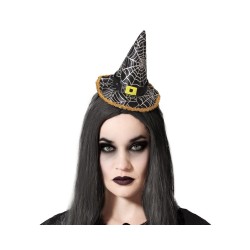 DIADEMA HALLOWEEN SOMBRERO BRUJA NEGRO MUJER ADULTO