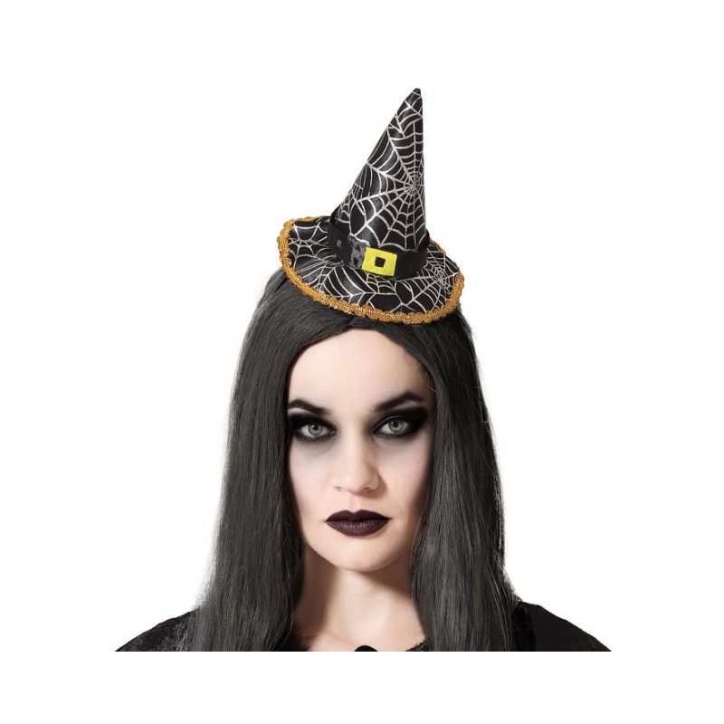 DIADEMA HALLOWEEN SOMBRERO BRUJA NEGRO MUJER ADULTO