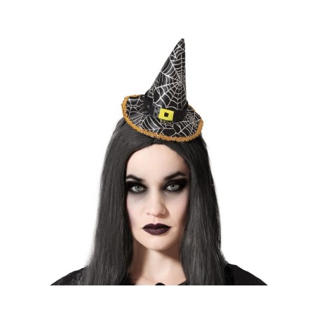 DIADEMA HALLOWEEN SOMBRERO BRUJA NEGRO MUJER ADULTO