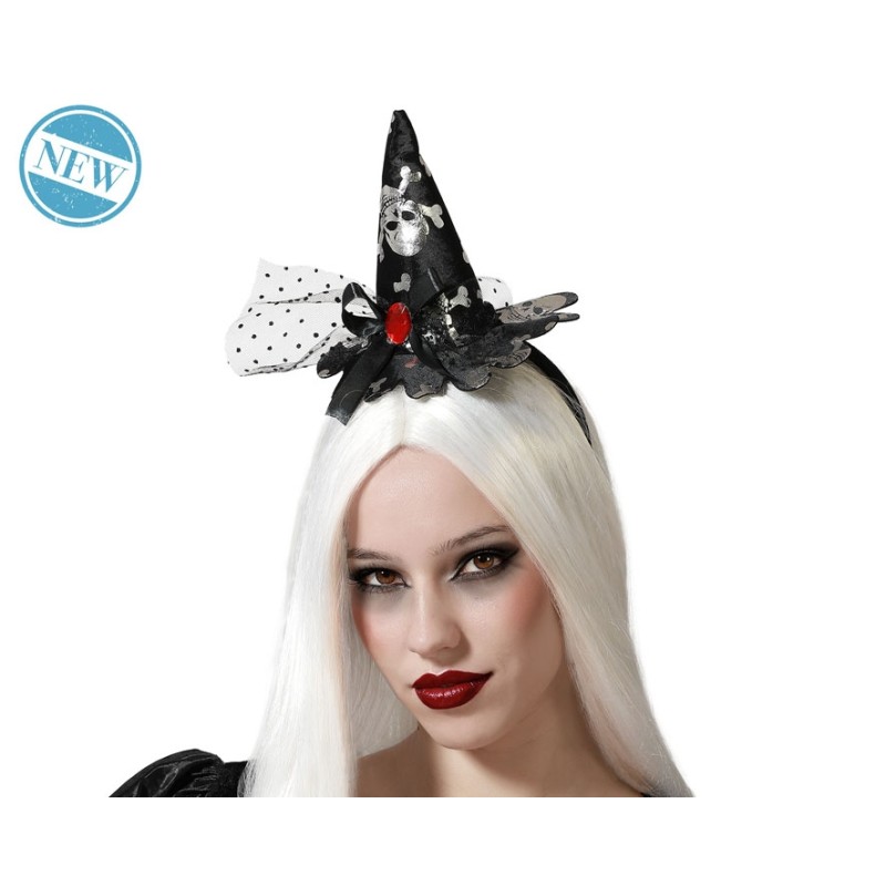 DIADEMA TUL DE BRUJA NEGRO