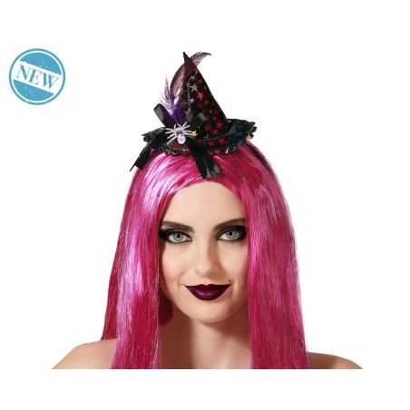 DIADEMA HALLOWEEN SOMBRERO BRUJA MULTICOLOR MUJER ADULTO