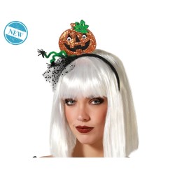DIADEMA CALABAZA BRILLANTE HALLOWEEN MUJER ADULTO